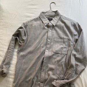 Club Monaco Men's Grey and White Houndstooth Shirt